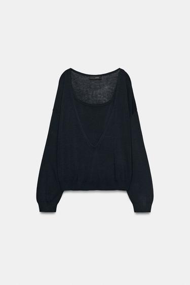 COMBINED KNIT JUMPER - Navy blue by Zara