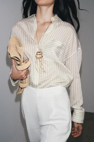 CAMISA RAYAS ZW COLLECTION - Blanco / Negro de Zara