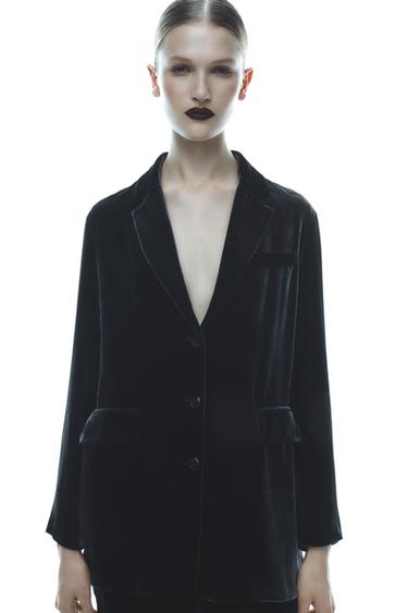 BLAZER TERCIOPELO ZW COLLECTION - Gris de Zara