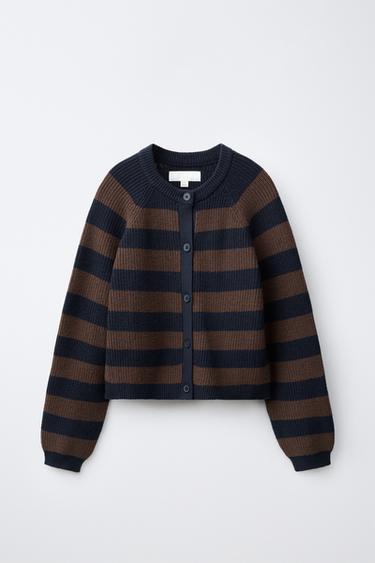 Zara TRIIBULINE KOOTUD KARDIGAN - triibuline - Pilt 0