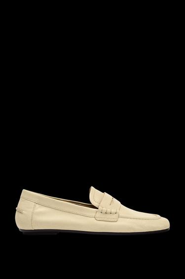 LEATHER PENNY LOAFERS - Ecru White by Zara - Image 0