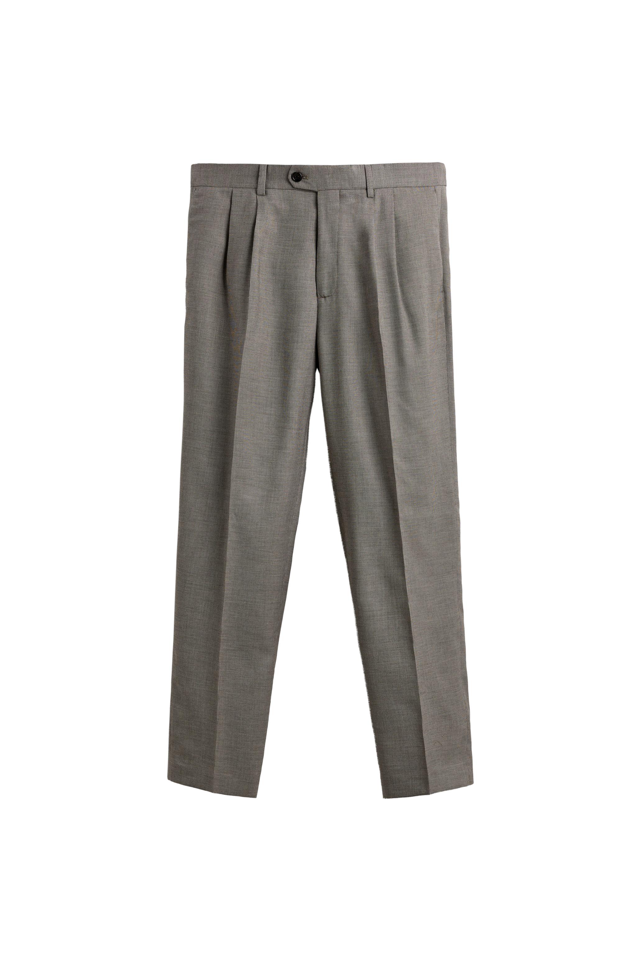 PLAID PLEATED SUIT PANTS