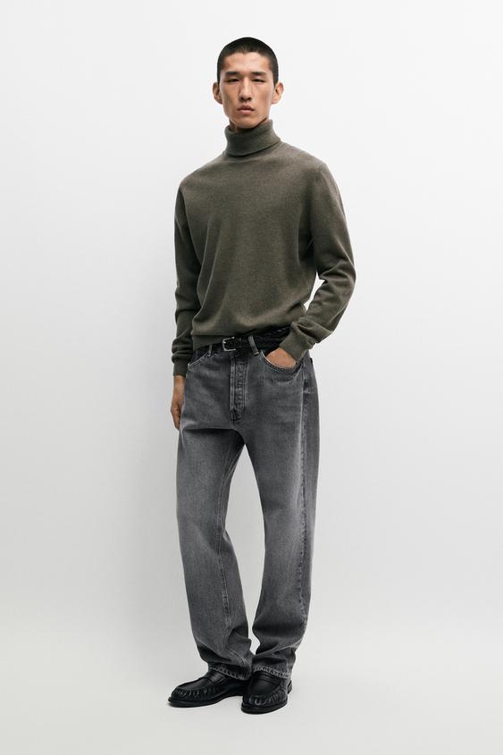 Zara 100% wool knit turtleneck sweater - Khaki marl - Image 0