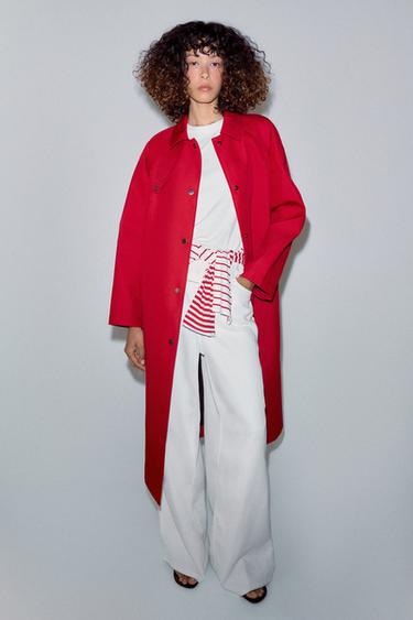 ZW COLLECTION LONG TRENCH COAT - Red by Zara