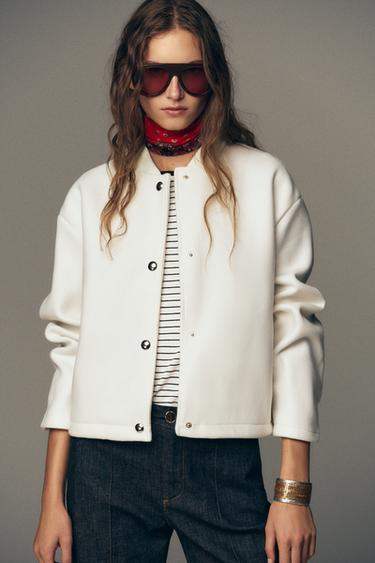 SOFT BOMBER JACKET WITH GOLDEN BUTTONS - Ecru by Zara