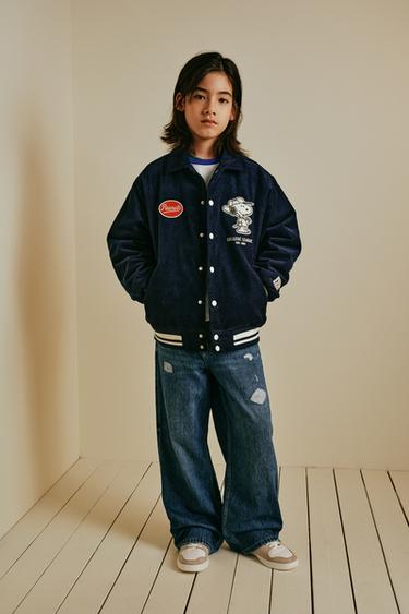 SNOOPY PEANUTS™ CORDUROY VARSITY JACKET - Blue by Zara
