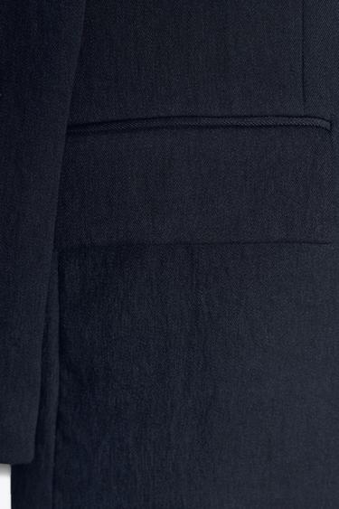 STRAIGHT FIT BUTTONED BLAZER - Navy blue by Zara - Image 7