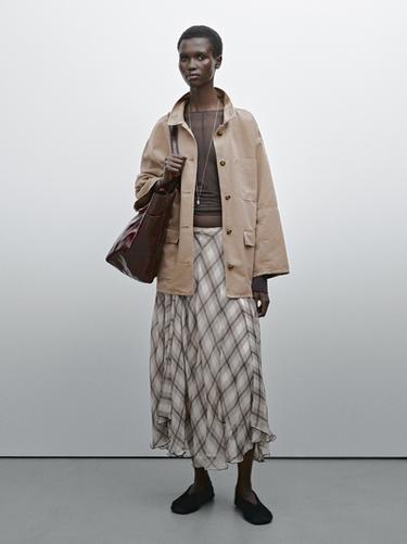 Zara Cotton blend jacket with pocket detail - Beige - Image 0