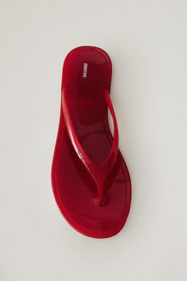 SANDALIA PLANA JELLY - Rojo de Zara