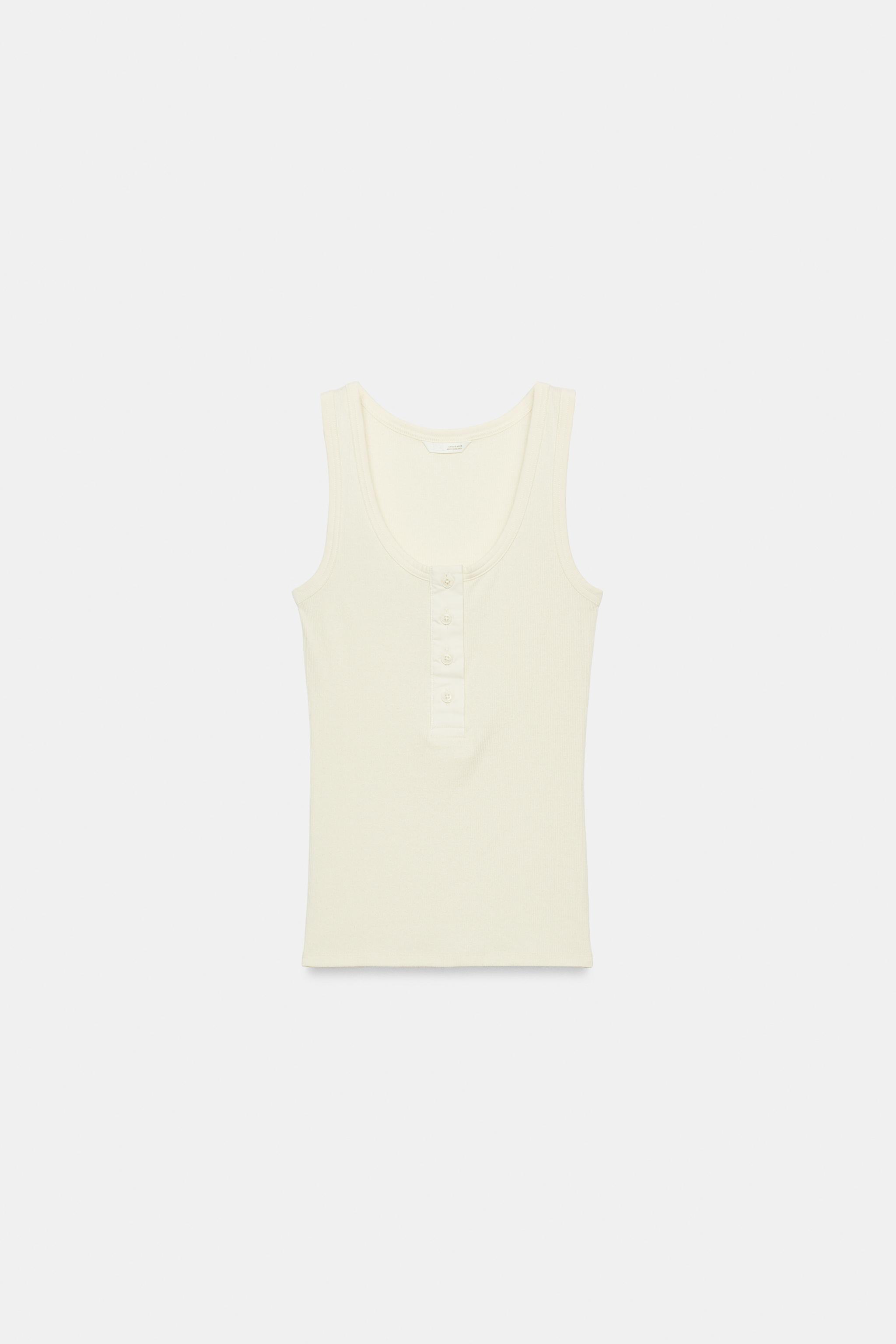 LINEN BLEND BUTTON-FRONT T-SHIRT