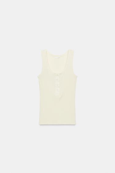 LINEN BLEND BUTTON-UP T-SHIRT - Ecru by Zara - Image 5