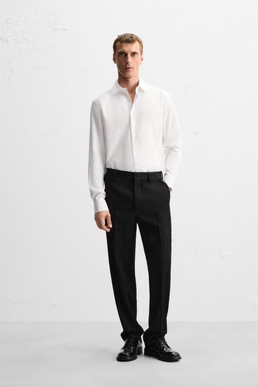 Zara REGULAR FIT TEXTURED SHIRT - White