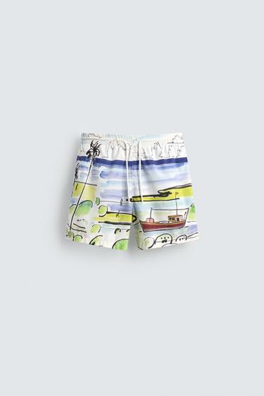 FILIPE JARDIM X ZARA PRINTED MID-LENGTH SWIMMING TRUNKS - Multicoloured by Zara