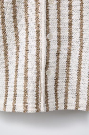CHEMISE STRUCTURÉE À RAYURES - Écru / Beige de Zara - Image 3