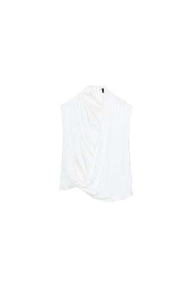 SATIN CROSSOVER TOP - White by Zara