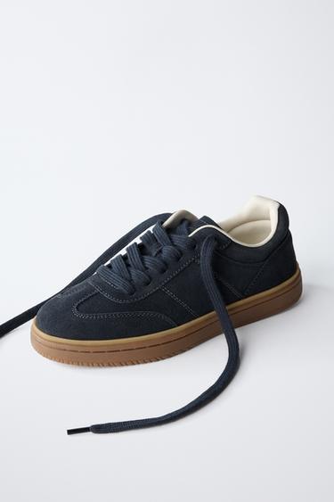 TENNIS HABILLÉES EN CUIR - Bleu marine de Zara - Image 2
