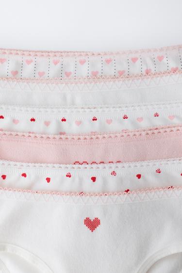 1 1/2- 6 YEARS/ SIX-PACK OF HEART PRINT BRIEFS - Ecru by Zara - Image 1