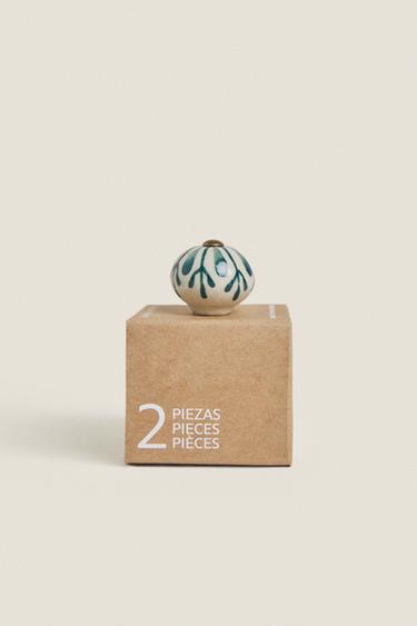 LOT BOUTONS DE PORTE CÉRAMIQUE FLEUR (LOT DE 2) - Vert de Zara - Image 4
