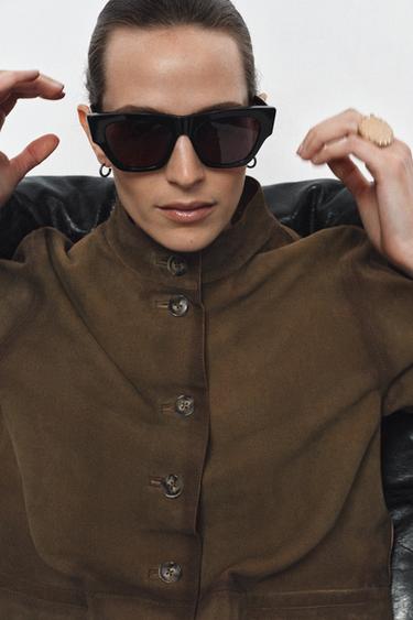 BLOUSON EN CUIR 100% ZW COLLECTION ÉDITION LIMITÉE - Vert olive de Zara - Image 3