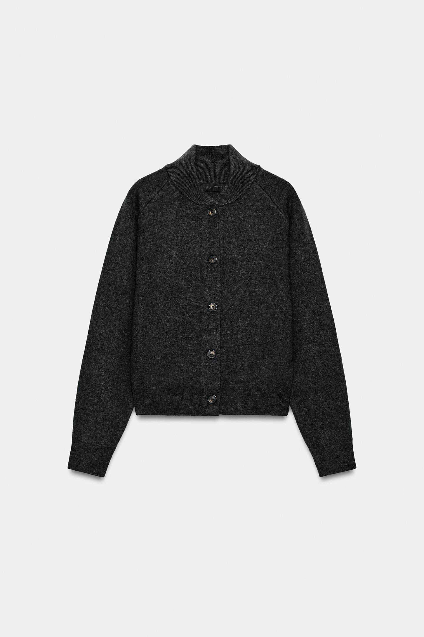Женская куртка Zara Knit Bomber, цвет: Антрацитовый серый — фото 7