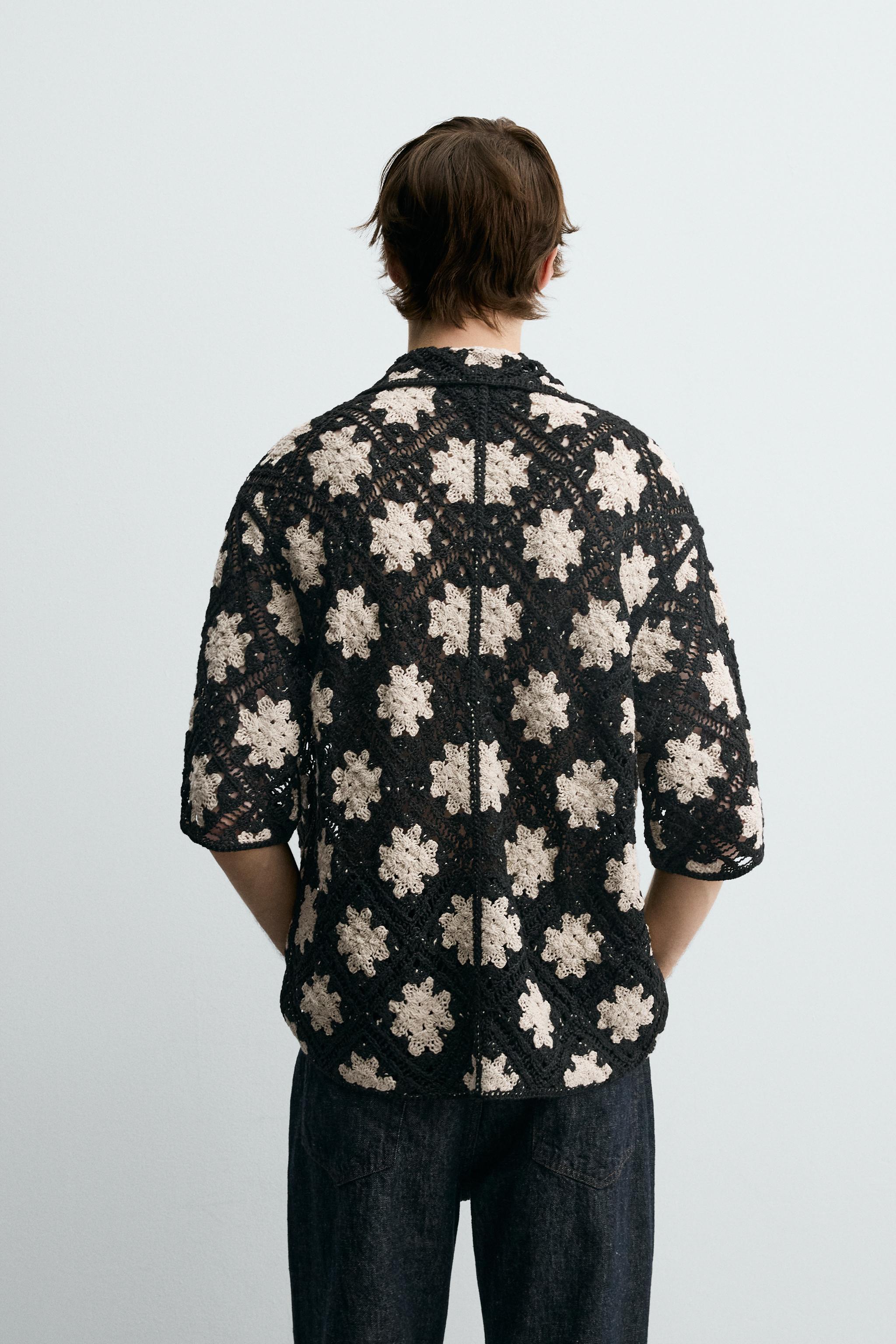CAMISA COM ESTRUTURA DE CROCHÊ - Branco / Preto | ZARA Brasil