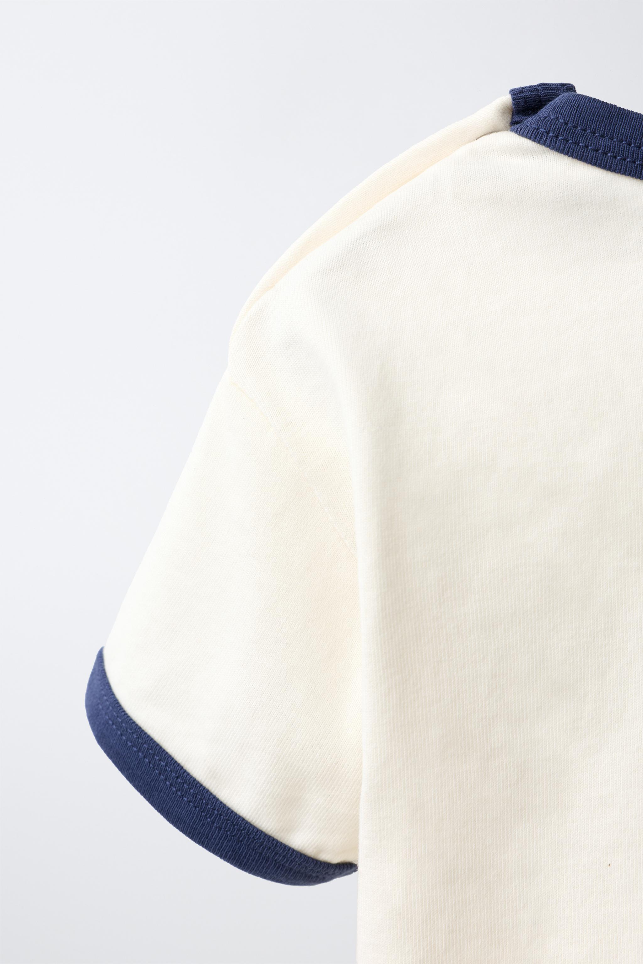 Детские футболки Zara CONTRAST TRIM T-SHIRT — фото 4