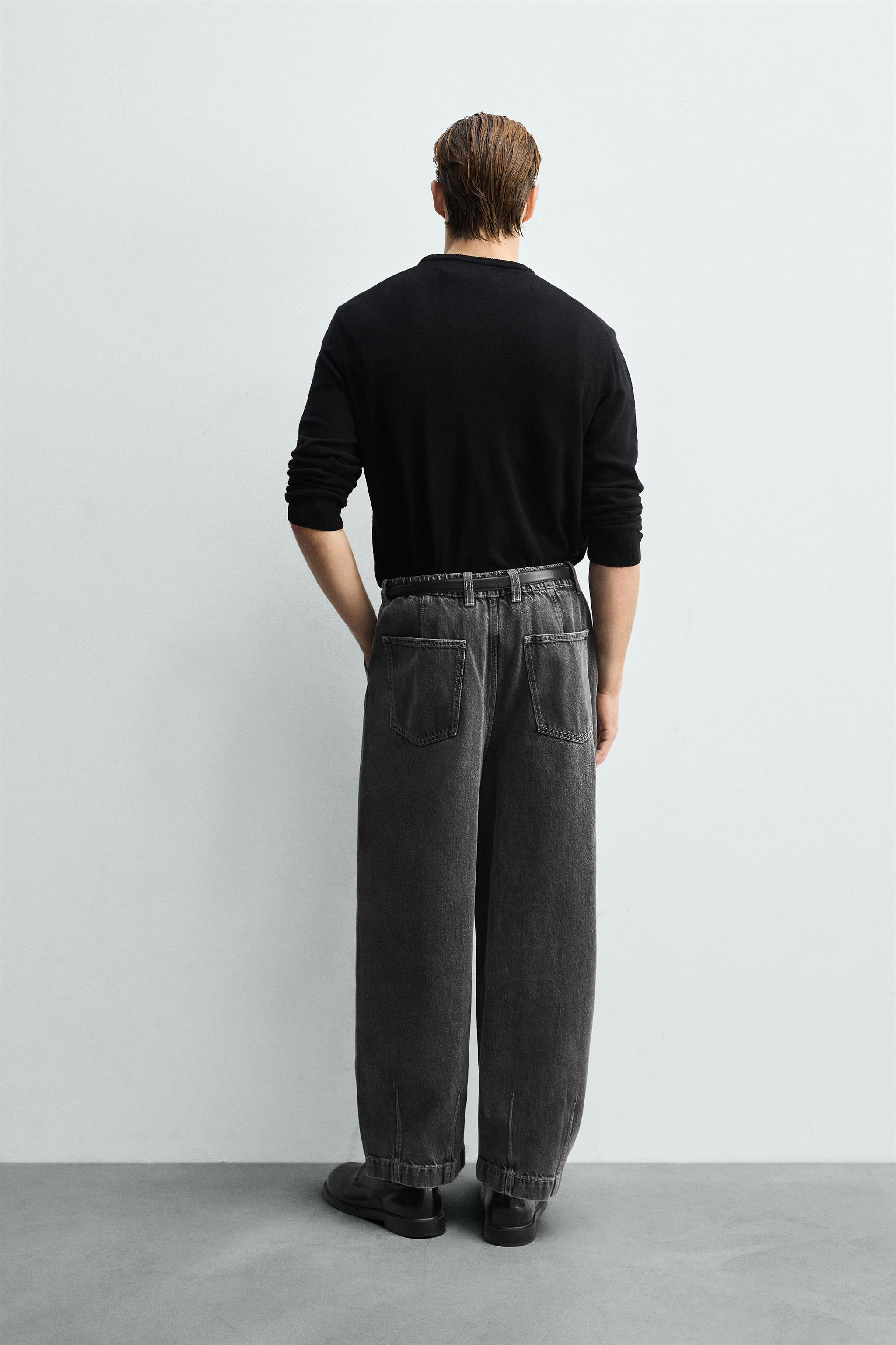 PLEATED WIDE FIT DENIM CHINO PANTS