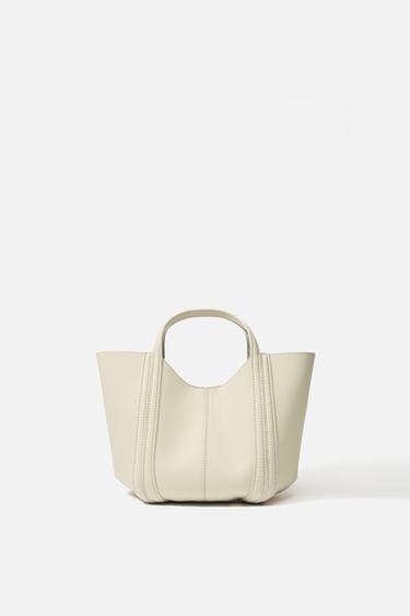 MINI CITY BAG WITH TOPSTITCHING - Ecru by Zara
