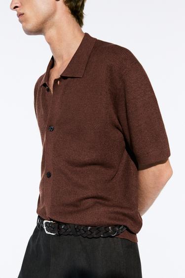 Zara Linen blend knit shirt-collar polo - 