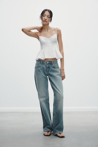 TOP POPELÍN PLIEGUES - Blanco de Zara - Imagen 0