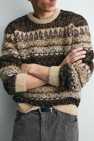 PULL EN JACQUARD TEXTURÉ BOUCLÉ - Vanille de Zara - Image 5