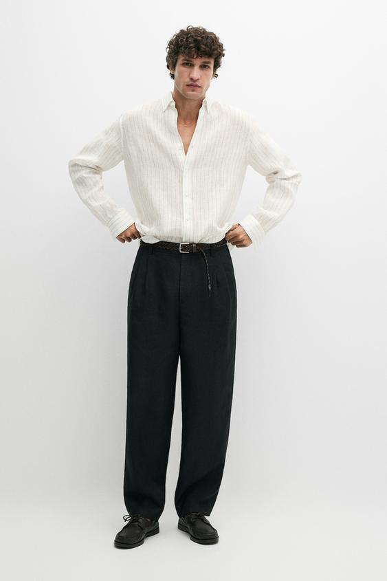 100% linen trousers with double darts from Zara - $180