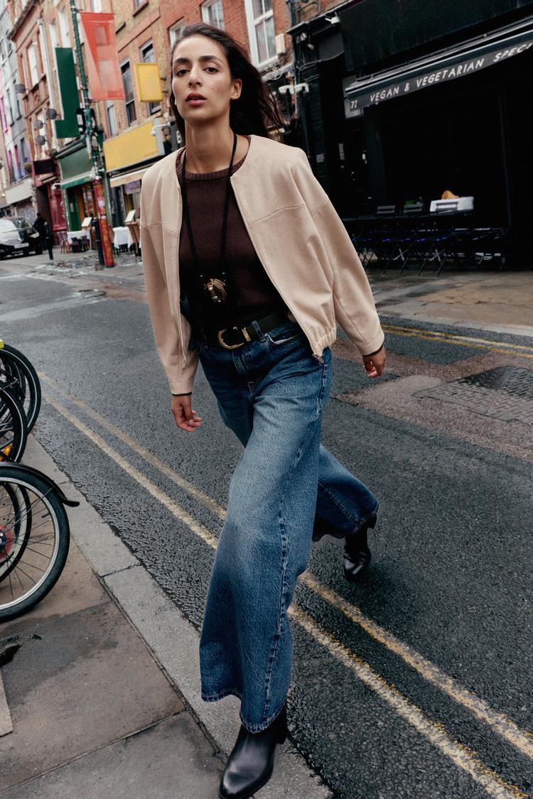 FAUX SUEDE BOMBER JACKET