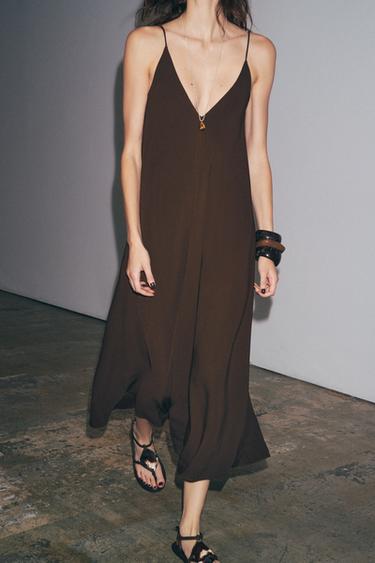 LANGES KLEID ZW COLLECTION - Dunkelbraun von Zara