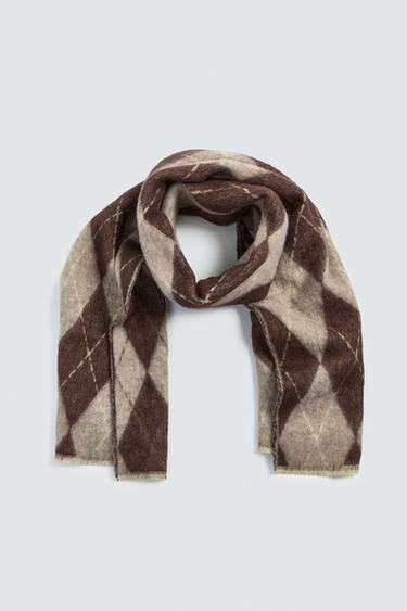 ÉCHARPE EN JACQUARD À LOSANGES - Beige-marron de Zara - Image 3
