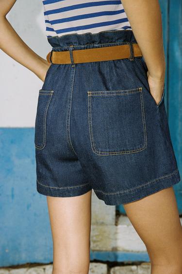 SHORT PAPER BAG CEINTURE - Indigo de Zara - Image 4