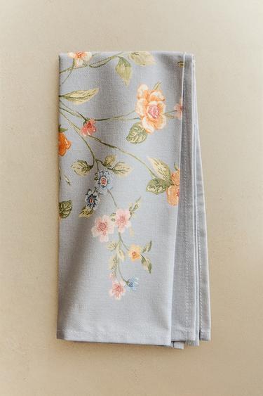 PACK OF SMALL FLORAL PRINT NAPKINS (PACK OF 2) - Blue by Zara