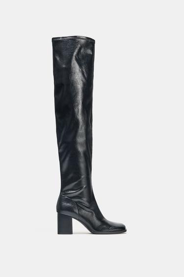 מגפיים גבוהים עם עקב - שחור של Zara