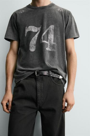 WASHED T-SHIRT WITH CONTRAST PRINTS - Grey by Zara - Image 5