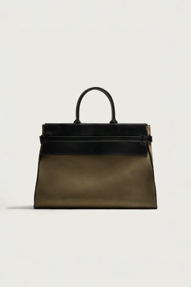 BOLSA TOTE BAG COMBINADA - Verde-caqui da Zara