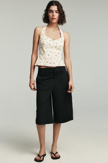 LEMON PRINT HALTER TIE TOP - yellow by Zara