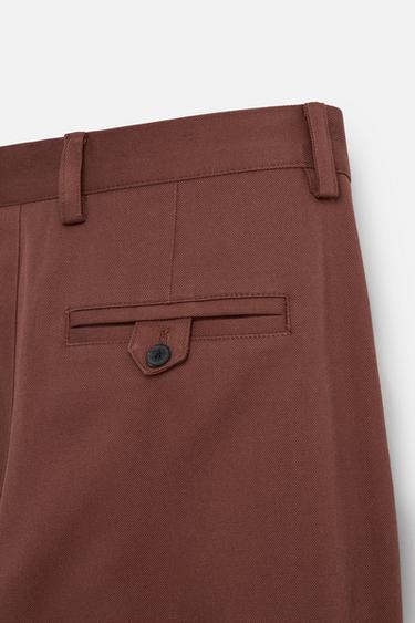 TEXTURED TWILL TROUSERS - Brick by Zara - Image 8