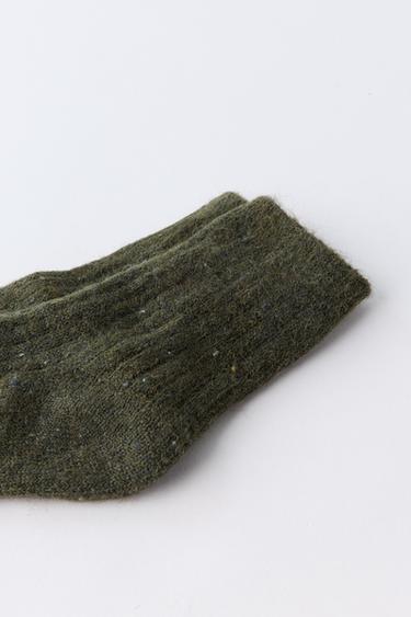 CHAUSSETTES BOUTONNÉES AVEC LAINE - Vert de Zara - Image 1