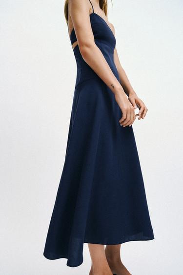 ROBE MI-LONGUE BRETELLES CUT OUT - Bleu encre de Zara - Image 2