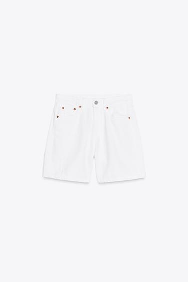 TRF MID-RISE DENIM-SHORTS - knæk. hvid fra Zara