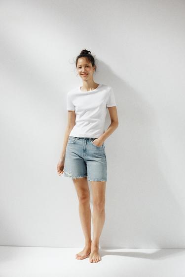TRF MID-WAIST DENIM BERMUDA SHORTS - Blue / Grey by Zara - Image 6