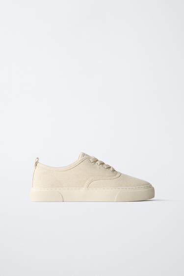 LACE-UP PLIMSOLLS - Ecru White by Zara