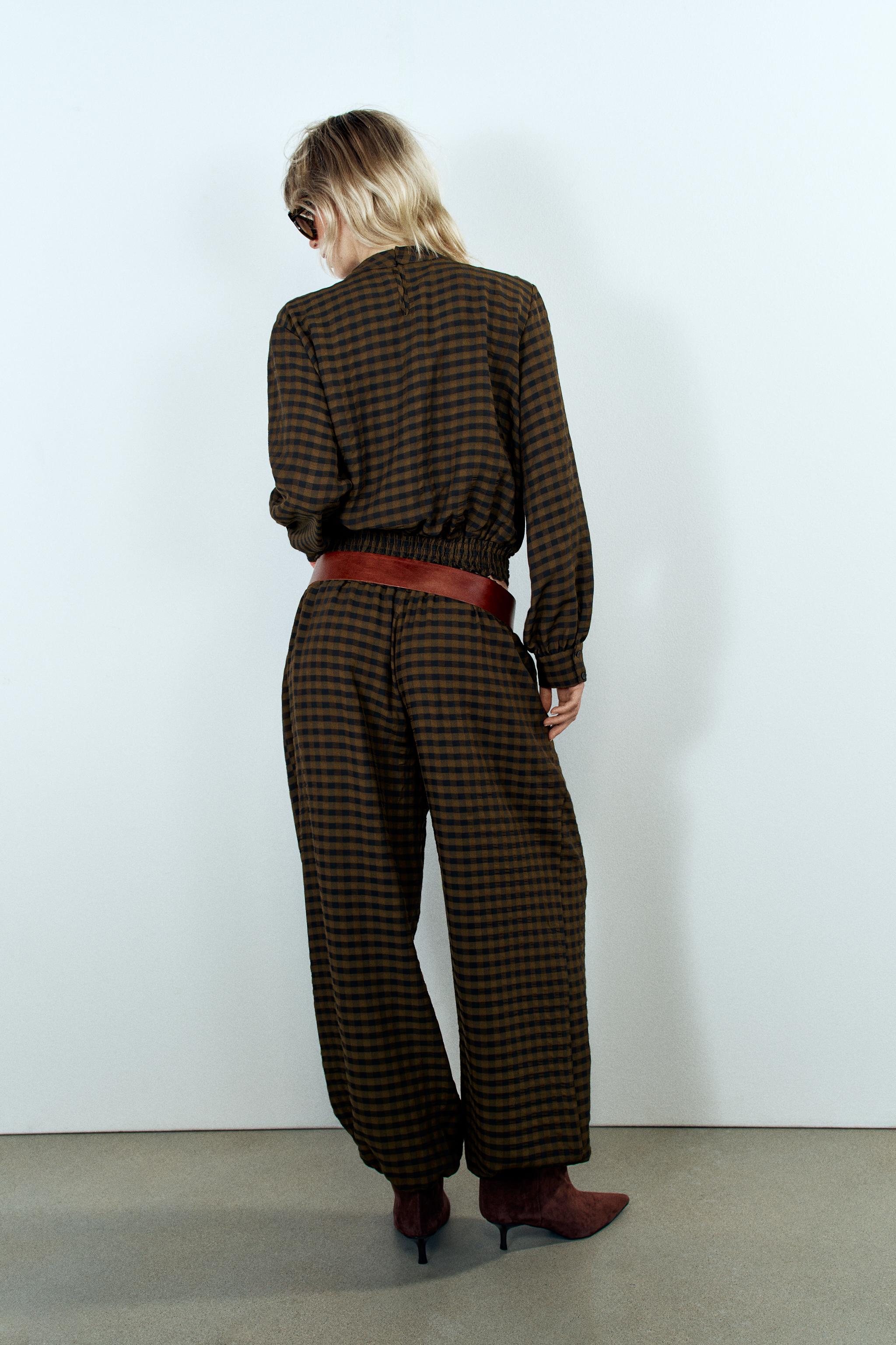 Zara Kareli Şalvar Pantolon görsel 6