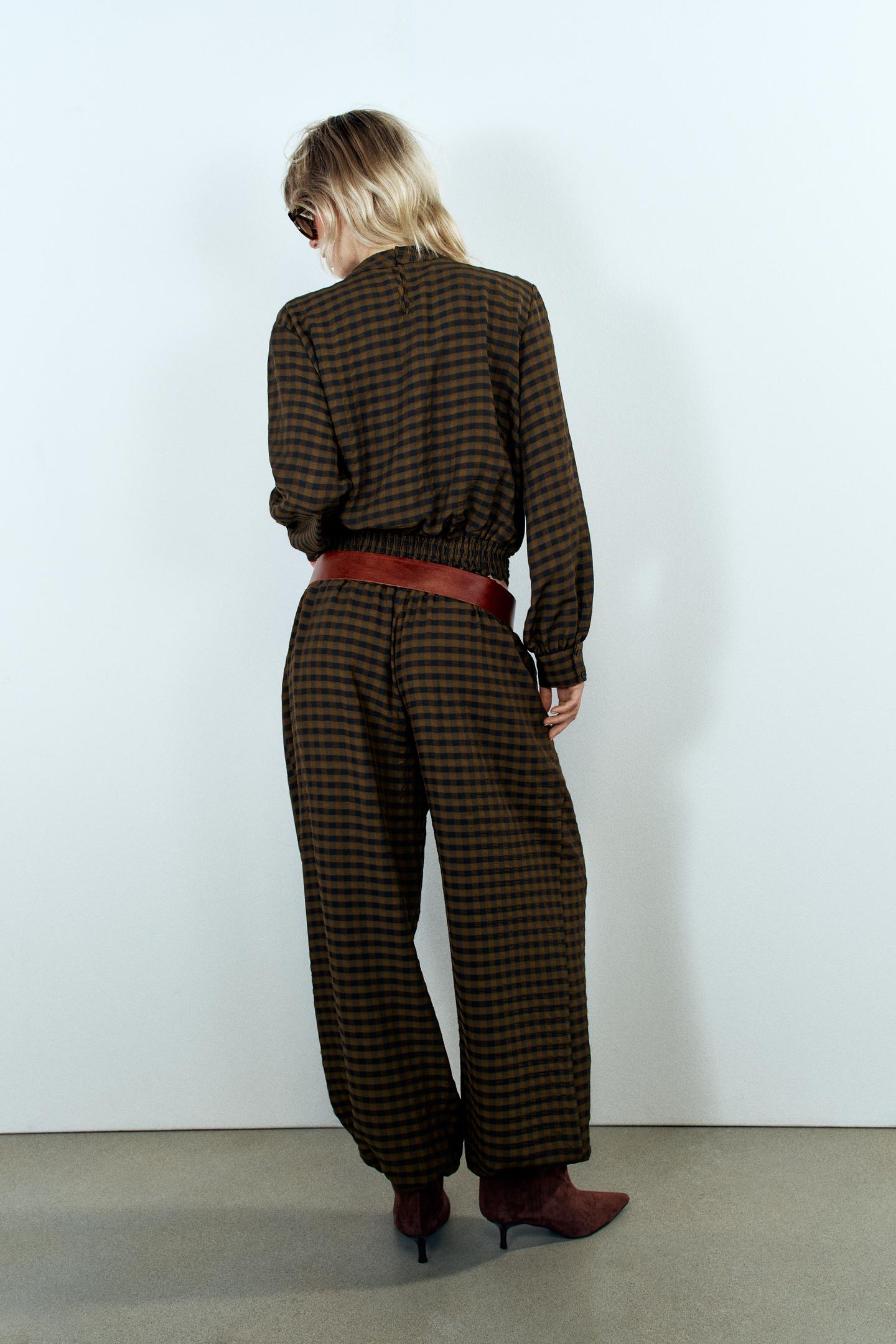 Брюки Zara Plaid, цвет: Тёмный коричневый — фото 6
