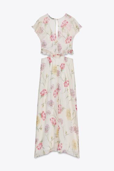 ROBE MIDI AJOURÉE À IMPRIMÉ FLORAL - Multicolore de Zara - Image 8